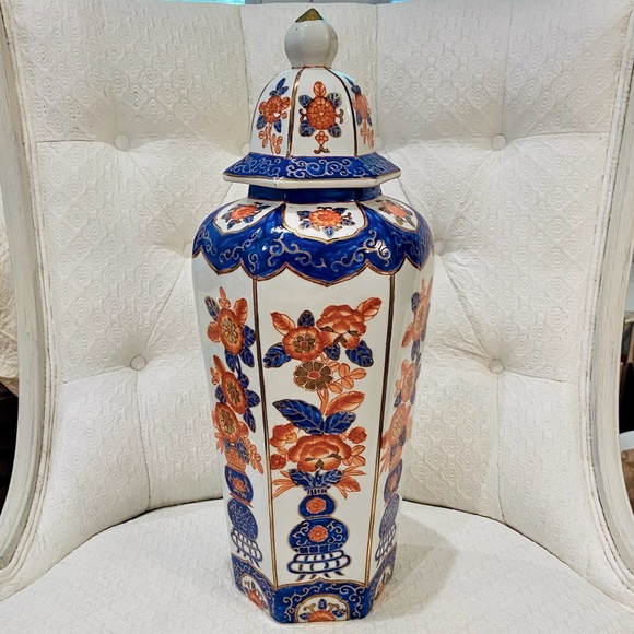 Vintage Other - MR19-LARGE Vintage Chinoiserie Imari Style Ginger/Temple Jar